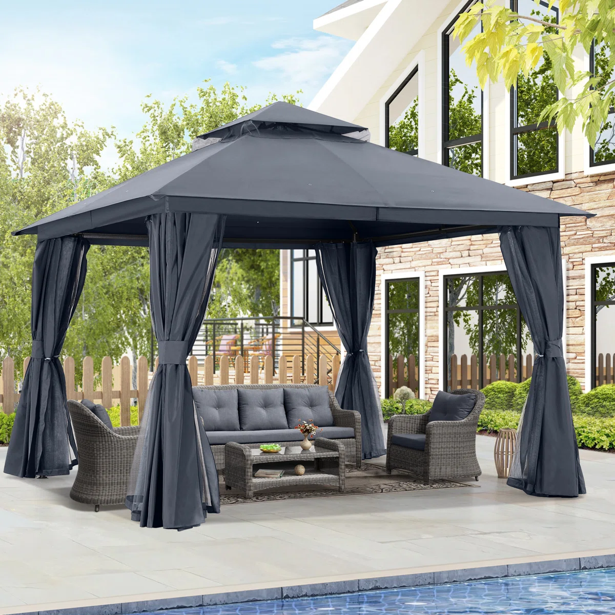 High Grade Steel Patio Gazebo The Soft Roof - Image 3